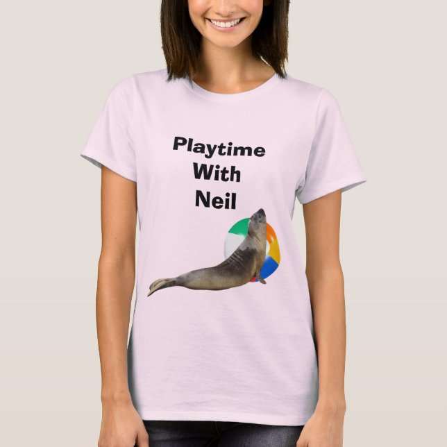 Camiseta de Neil la foca con pelota de playa (Anverso)