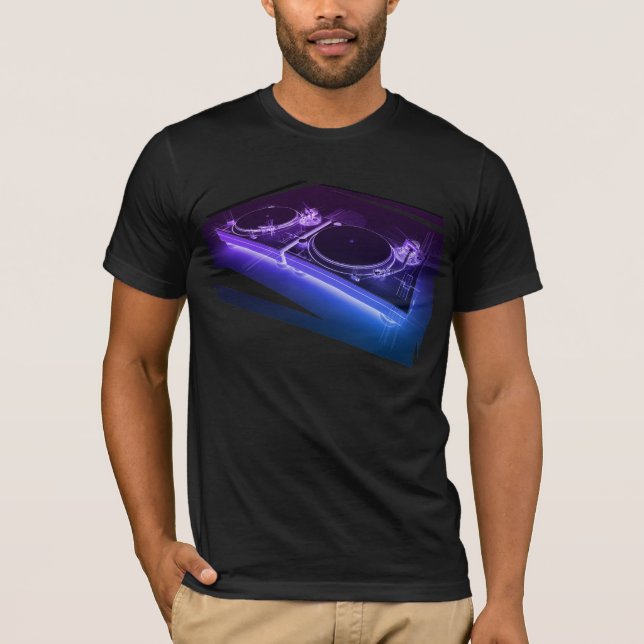 Camiseta de neón de la placa giratoria de DJ 3D (Anverso)
