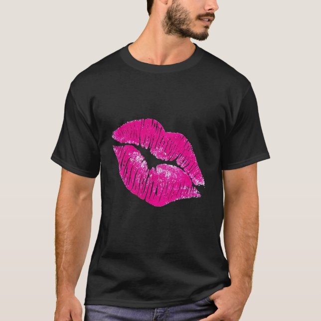Camiseta de neón del fiesta del lápiz labial 80s (Anverso)