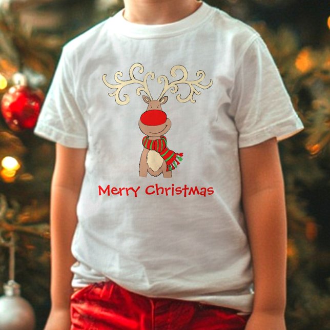Camiseta de nieve de reno de nariz roja (Subido por el creador)