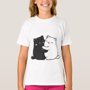 Camiseta de niña adolescente de gatos abrazando li