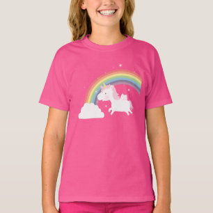 Camiseta de niña arcoiris de unicornio volador lin