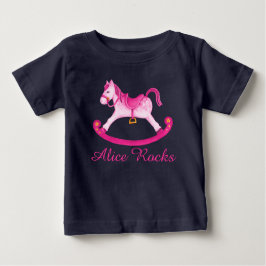 Camiseta de niña arte caballo mecedor pintado de r