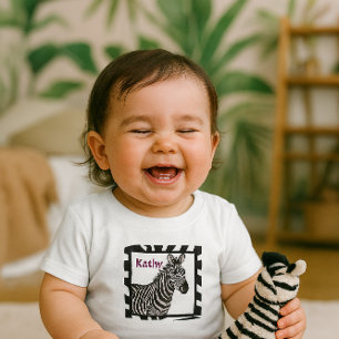 Camiseta de niña bebé animal zoológico cebra