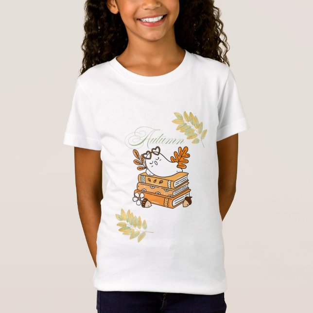 camiseta de niña blanca ropa de otoño  (Anverso)