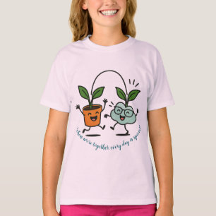 Camiseta de niña con amigos de plantas lindas para