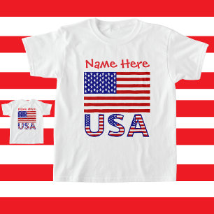 Camiseta de niña con bandera de EE. UU. personaliz