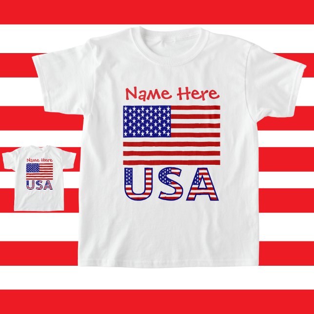 Camiseta de niña con bandera de EE. UU. personaliz (Subido por el creador)