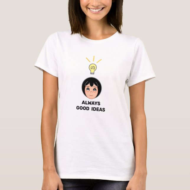 Camiseta de niña con buenas ideas y bombilla (Anverso)