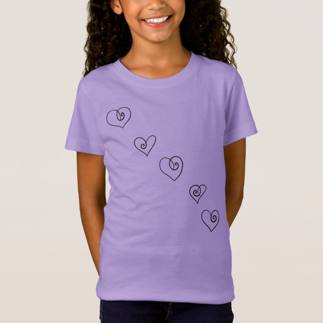 Camiseta de niña con corazones garabateados (Anverso)