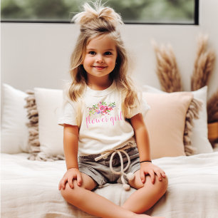 Camiseta de niña con flores rosadas para boda