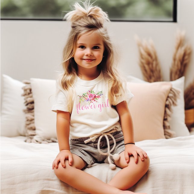 Camiseta de niña con flores rosadas para boda (Subido por el creador)