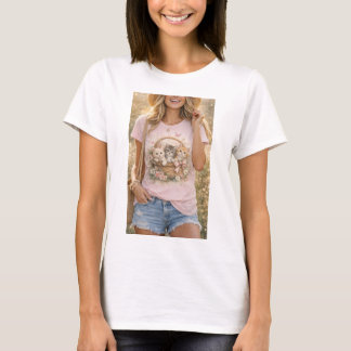 Camiseta de niña con gráfico floral de gatitos lin