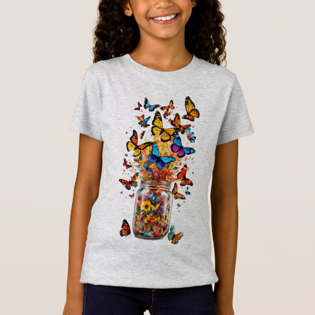 Camiseta de niña con mariposas  (Anverso)