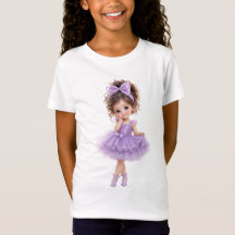 Camiseta de niña con muñeca linda vestido morado