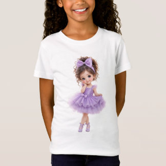 Camiseta de niña con muñeca linda vestido morado