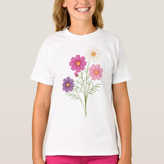 Camiseta de niña con ramo de flores silvestres col (Anverso)