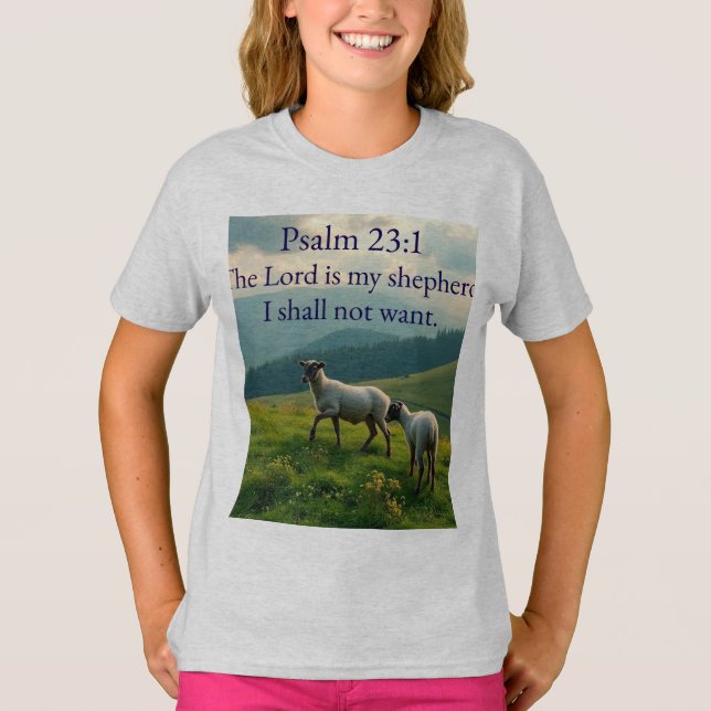 Camiseta de niña con versículo bíblico Salmo 23:1 (Anverso)