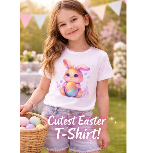 Camiseta de niña conejo de Pascua linda – Pastel A