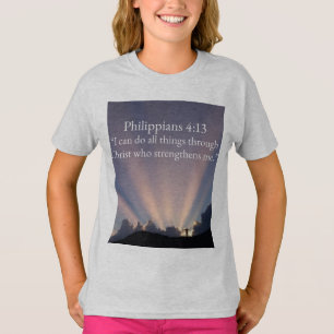 Camiseta de niña cristiana Filipenses 4:13