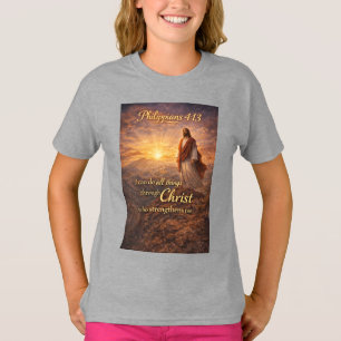 Camiseta de niña cristiana Filipenses 4:13
