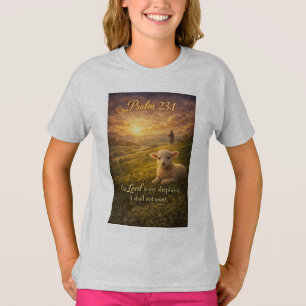 Camiseta de niña cristiana Salmo 23:1 Cordero