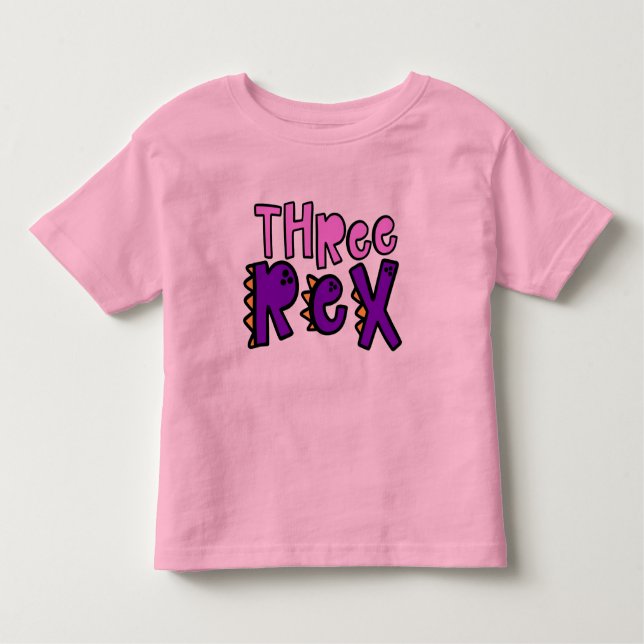 Camiseta de niña cumpleañera de tres años Rex (Anverso)