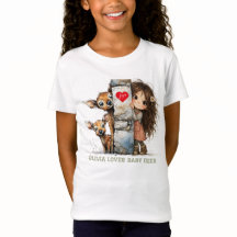 Camiseta de niña curiosa y cervatillo lindo