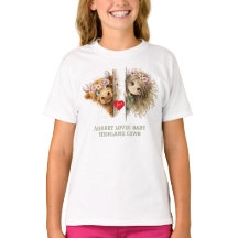 Camiseta de niña curiosa y ternera de las Tierras