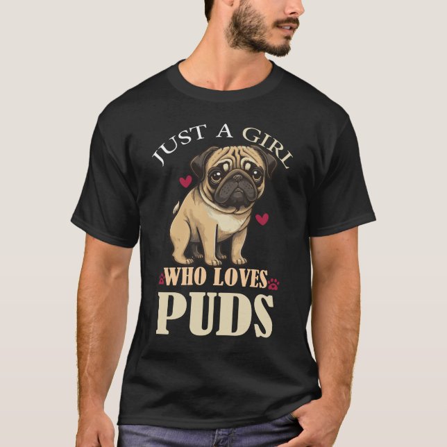 Camiseta de niña de amor Pug (Anverso)