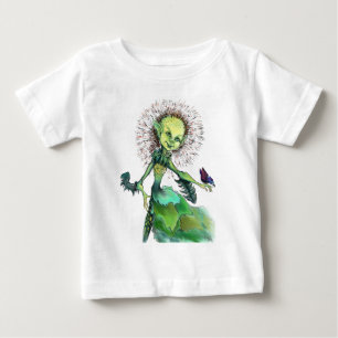 Camiseta de niña de diente de león y bebé mariposa