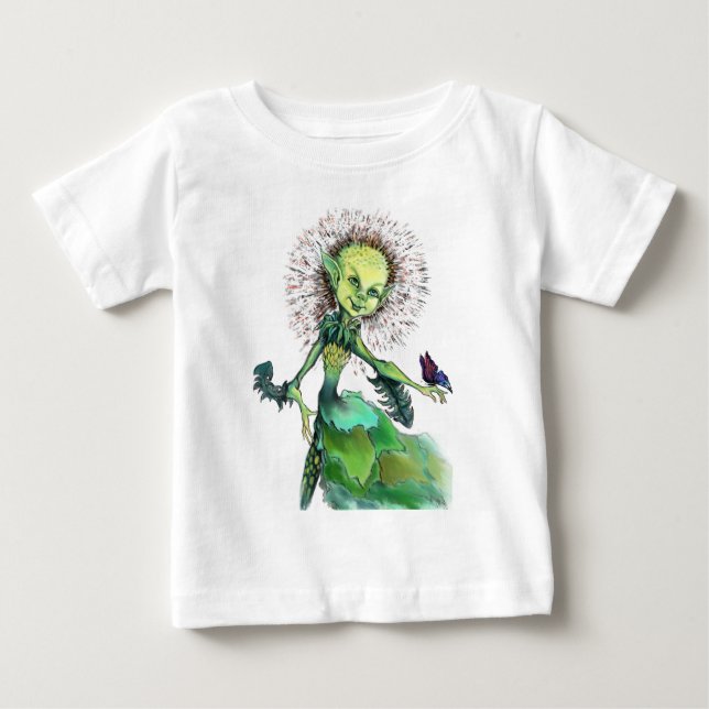 Camiseta de niña de diente de león y bebé mariposa (Anverso)