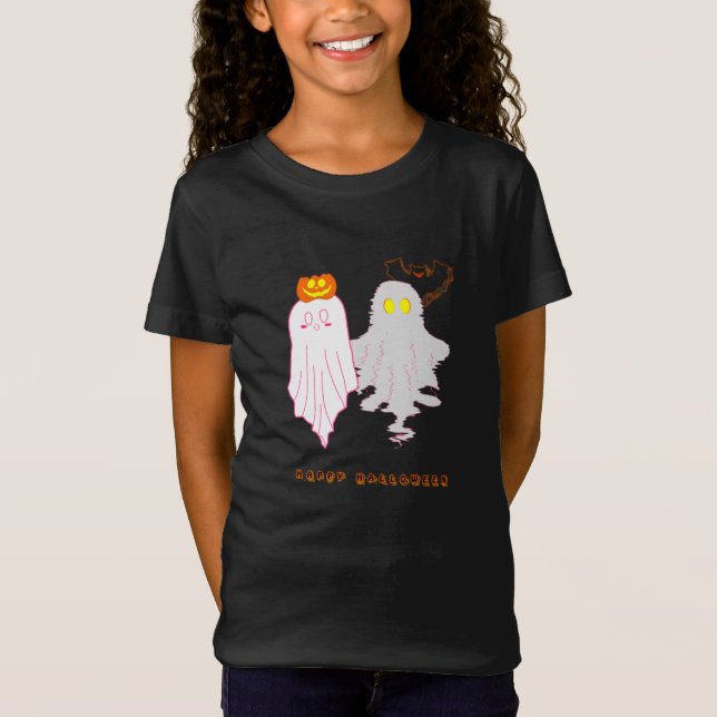 Camiseta de niña de Halloween con fantasmas de beb (Anverso)