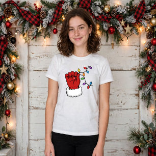 Camiseta de niña de Navidad con guante de Santa ad