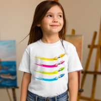 Camiseta de niña de pinceles coloridos