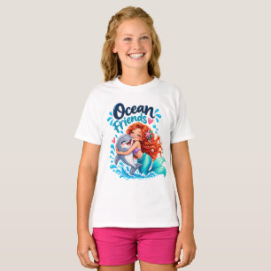 Camiseta de niña de Sirena Monos Océano Amigos Del