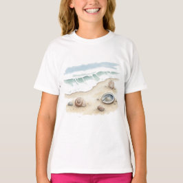 Camiseta de niña de Tote de playa de acuarela de c