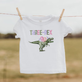 Camiseta de niña de tres T-Rex de dinosaurio
