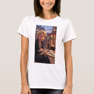 Camiseta de niña escribiendo en el Journal de Café