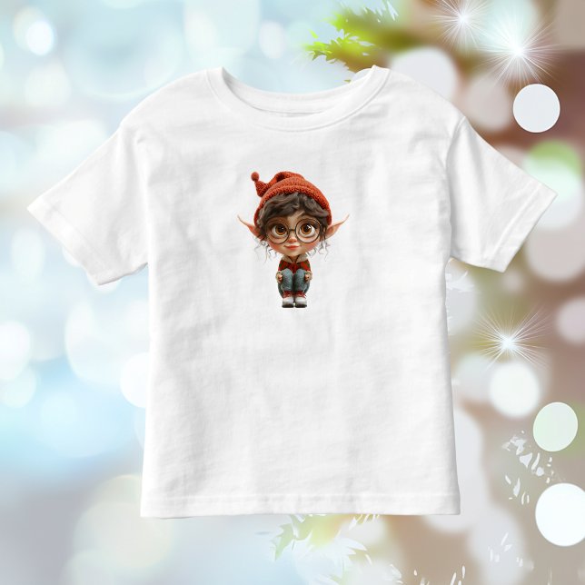 Camiseta de niña escuchando Elfo de Navidad para n (Subido por el creador)