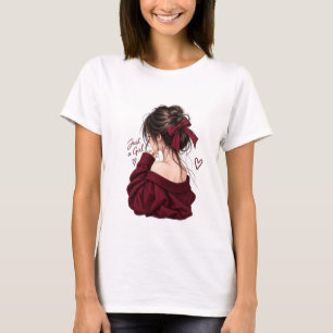 Camiseta de niña hermosa vestido rojo   Moda femen