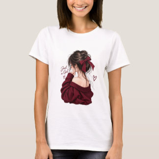 Camiseta de niña hermosa vestido rojo | Moda femen