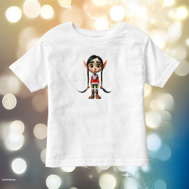Camiseta de niña manga elfa de Navidad