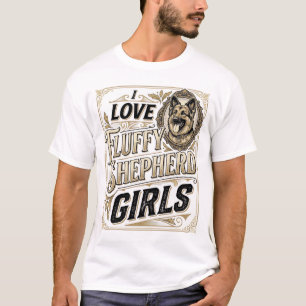 Camiseta de niña pastor alemán Grabado vintage per
