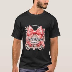 Camiseta de niña por 17 cumpleaños con lazo coquet