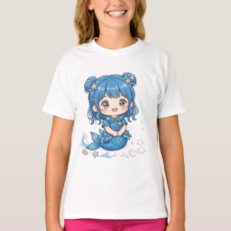 Camiseta de niña sirena del océano azul lindo - Ka