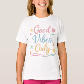 Camiseta de niñas colorida y linda con buenas vibr