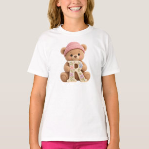 Camiseta de niñas con diseño floral de oso de pelu