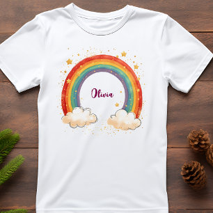 Camiseta de niñas con encantador arcoíris y estrel