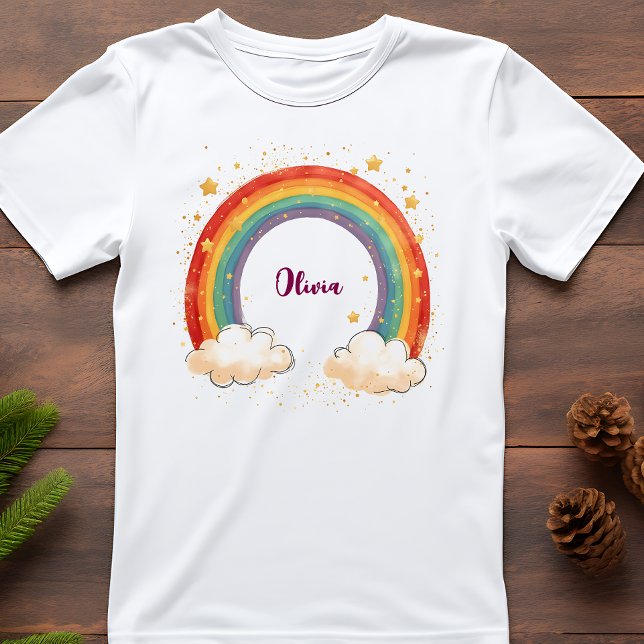 Camiseta de niñas con encantador arcoíris y estrel (Subido por el creador)